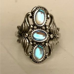 Silver Plated Blue gemstone Rjng Size 7